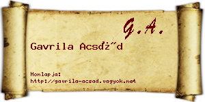 Gavrila Acsád névjegykártya